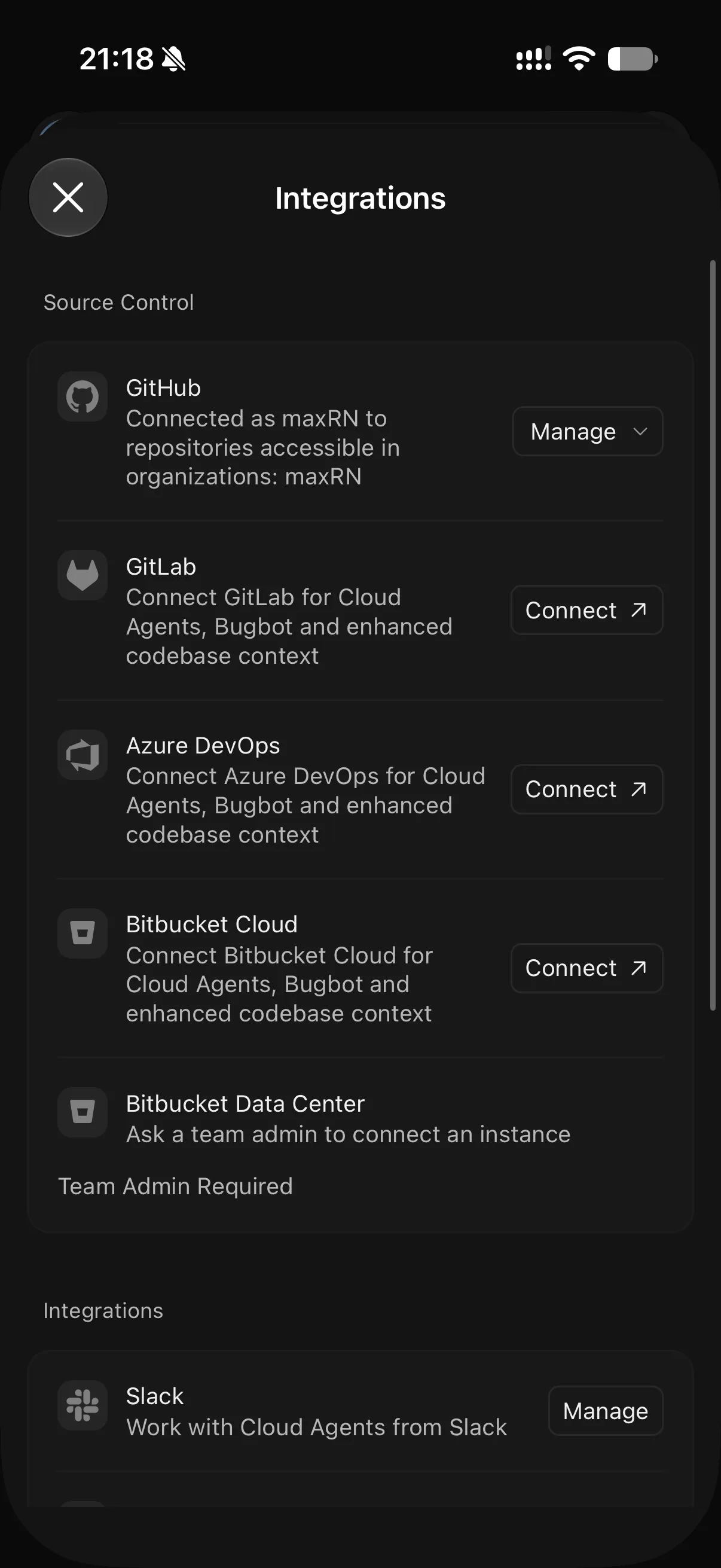 Integrations sections headers font size too small